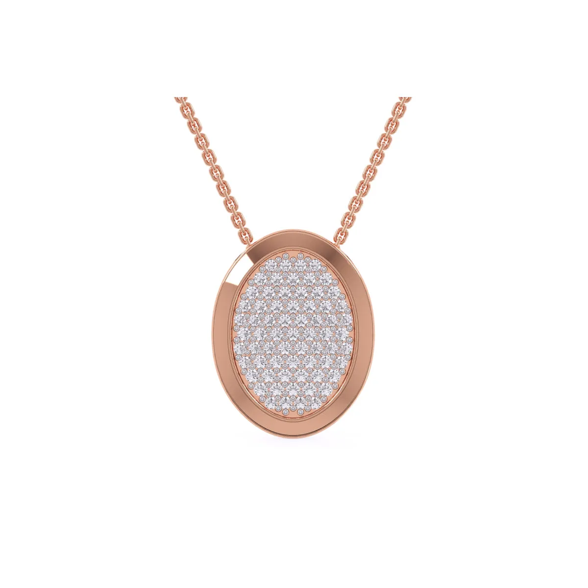 Stylish Oval Shaped Pave Diamond Pendant