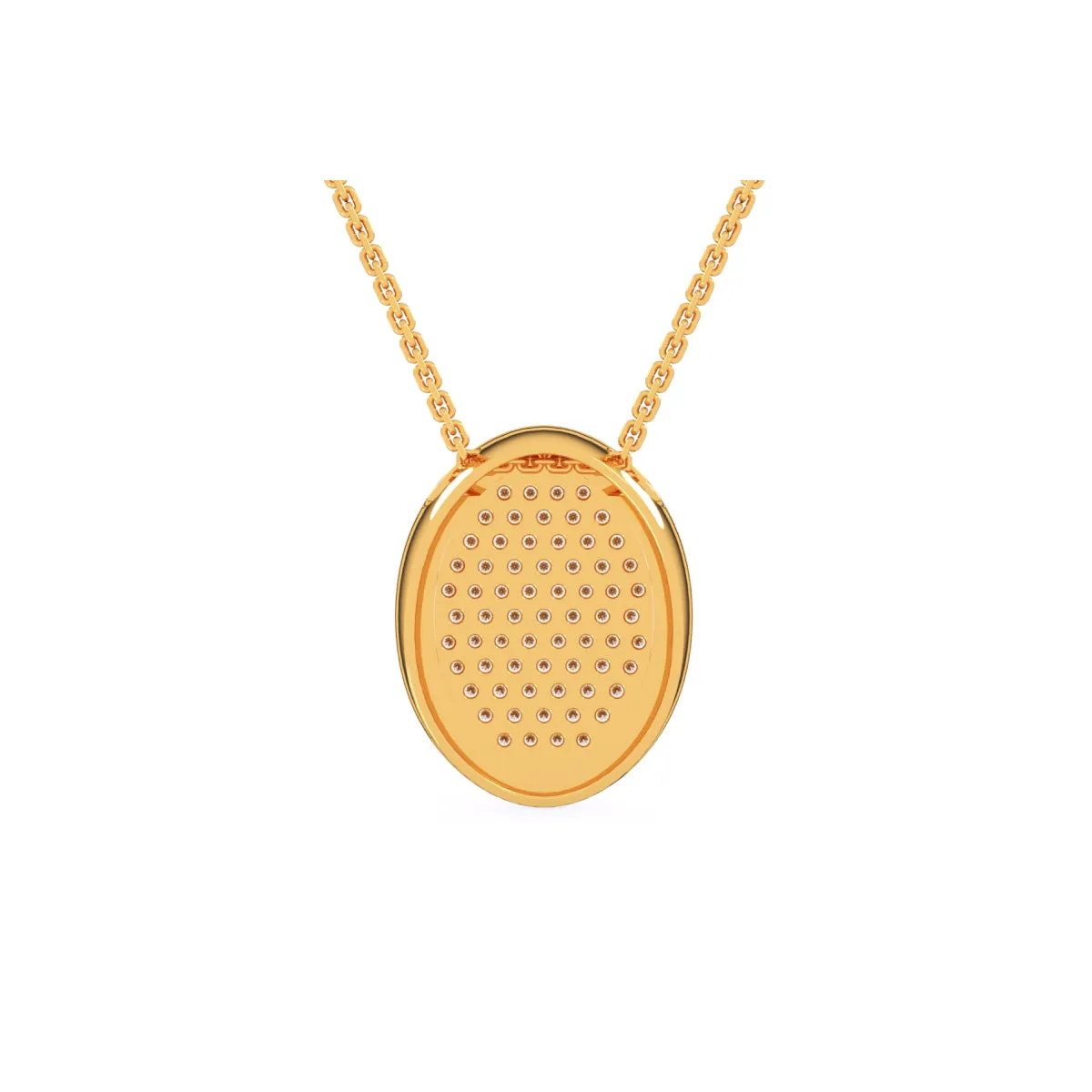 Stylish Oval Shaped Pave Diamond Pendant