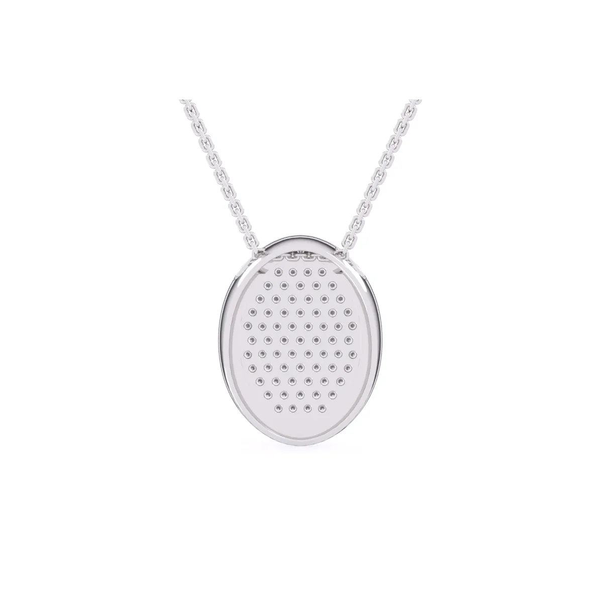 Stylish Oval Shaped Pave Diamond Pendant