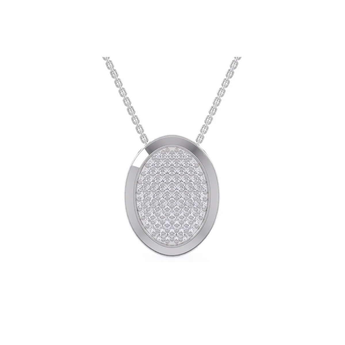 Stylish Oval Shaped Pave Diamond Pendant