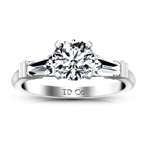 Three Stone Engagement Ring Structural Tapered Baguette 14K White Gold
