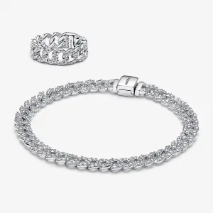 Timeless Pave Cuban Jewelry Set