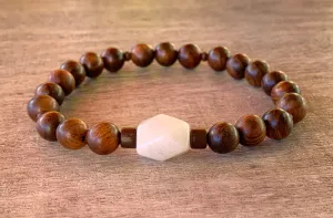 Tommy Handmade Rutilated Quartz and Wood Expandable Bracelet