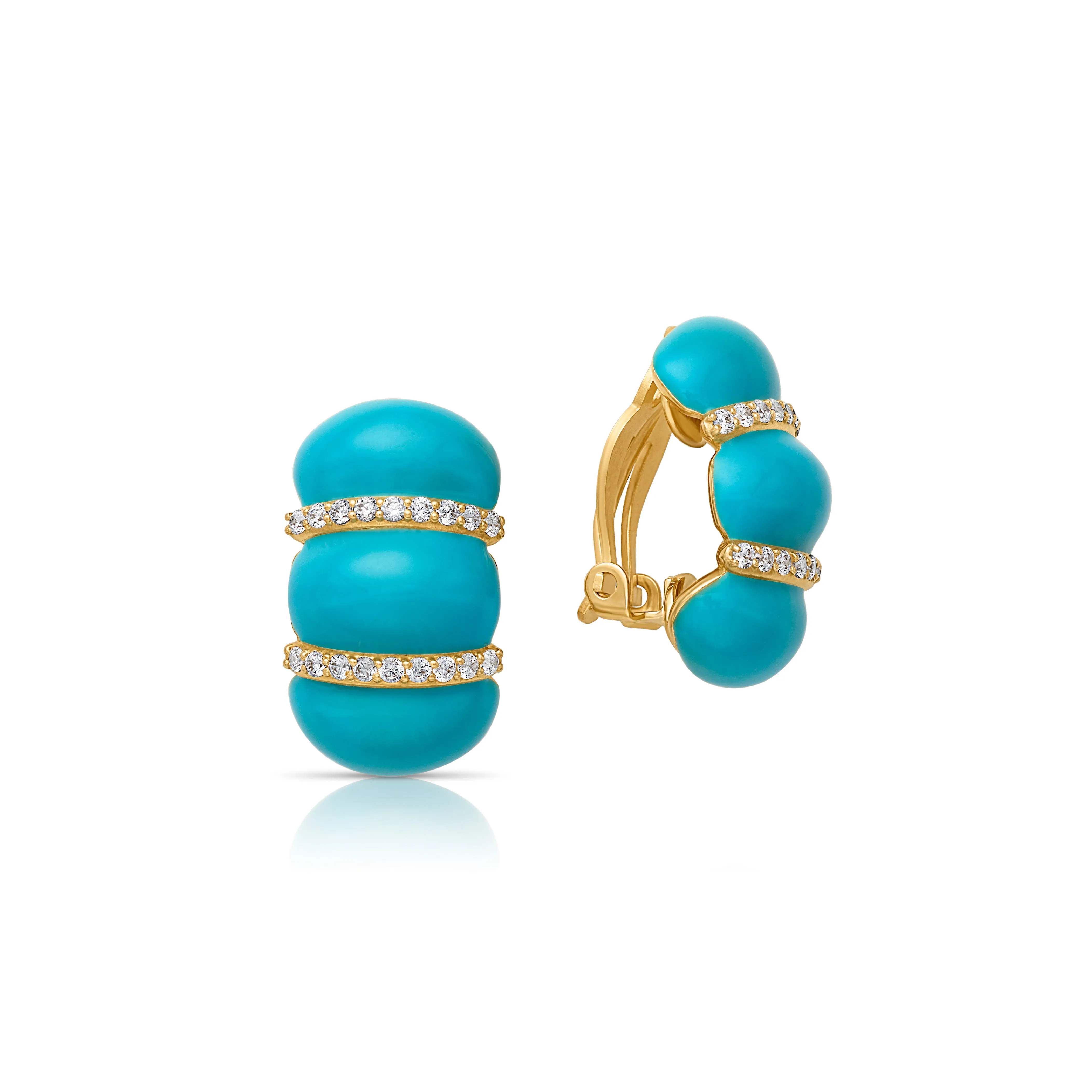 Turquoise Enamel Shrimp Clip-On Earrings