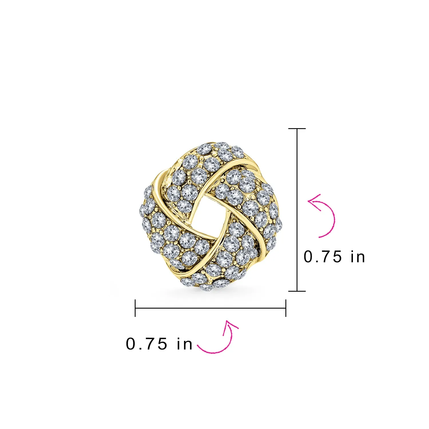 Twist Braided Crystal Love Knot Clip-On Earrings for Non-Pierced Ears Rose Gold