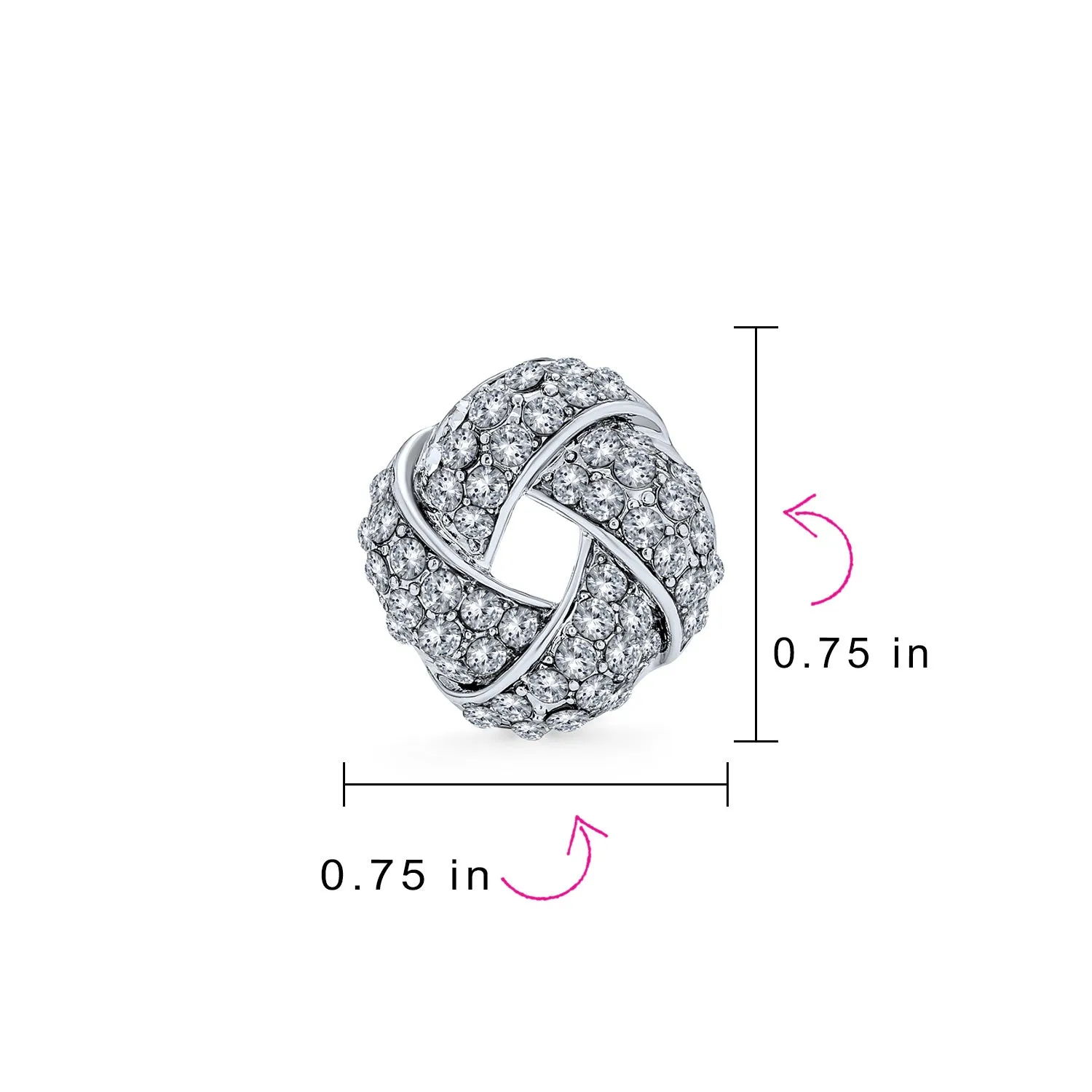 Twist Braided Crystal Love Knot Clip-On Earrings for Non-Pierced Ears Rose Gold