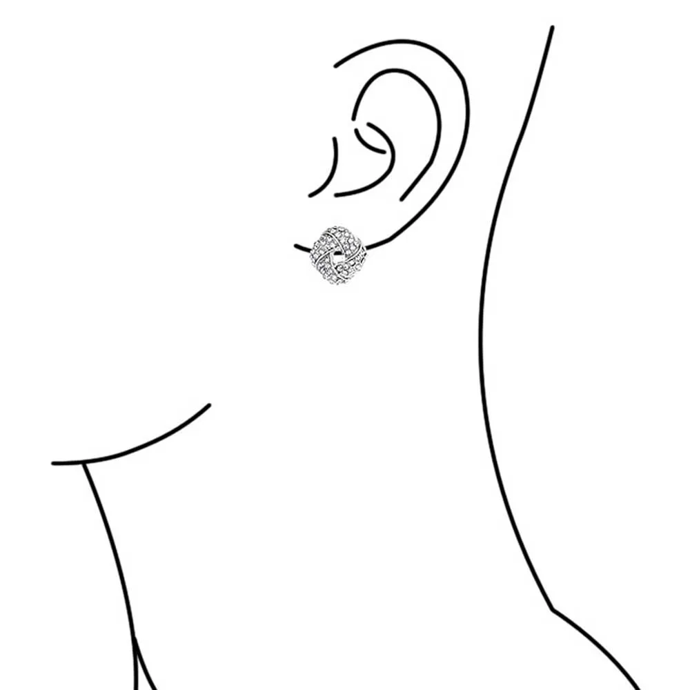 Twist Braided Crystal Love Knot Clip-On Earrings for Non-Pierced Ears Rose Gold