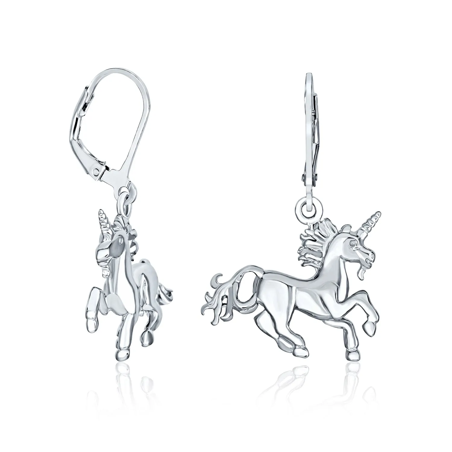 Unique Pegasus Horse Unicorn Dangle Earrings Lever Back  Sterling Silver