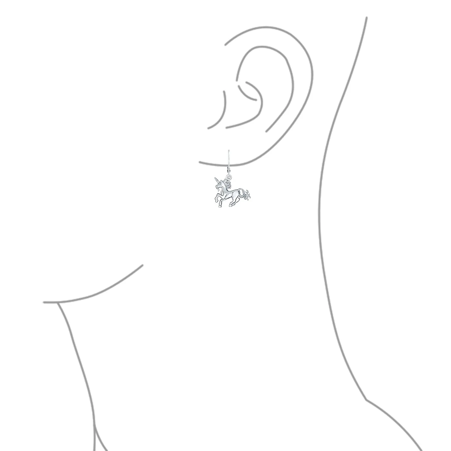 Unique Pegasus Horse Unicorn Dangle Earrings Lever Back  Sterling Silver