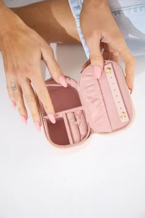 Vegan PU Leather Jewellery Box - Rectangle - Light Pink - Small