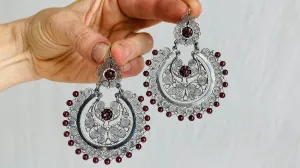 Vintage Oaxacan Filigree Earrings. Amethyst. Sterling Silver. Mexico. Frida Kahlo