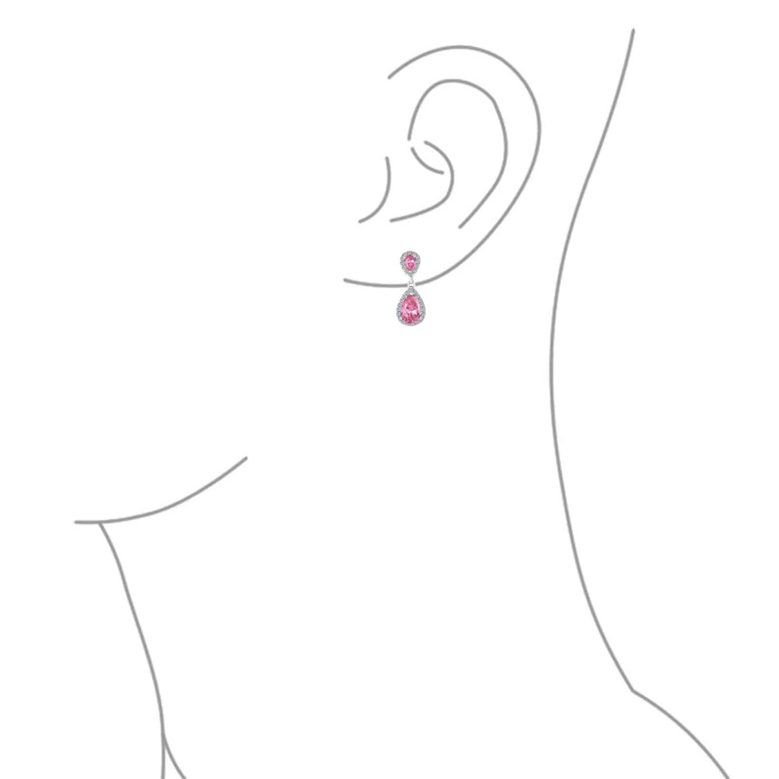 Vintage Style Bridal CZ Halo Dangle Clip-On Earrings SilverRose Gold Plated