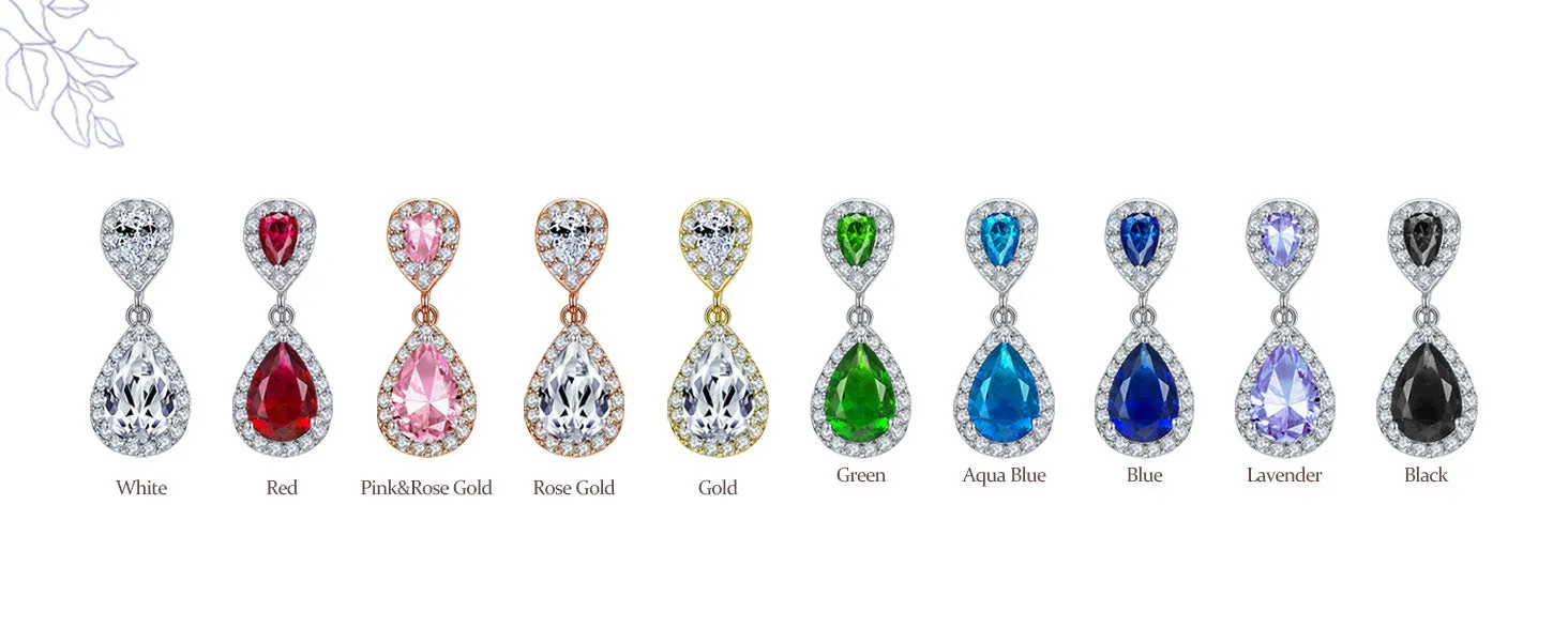 Vintage Style Bridal CZ Halo Dangle Clip-On Earrings SilverRose Gold Plated