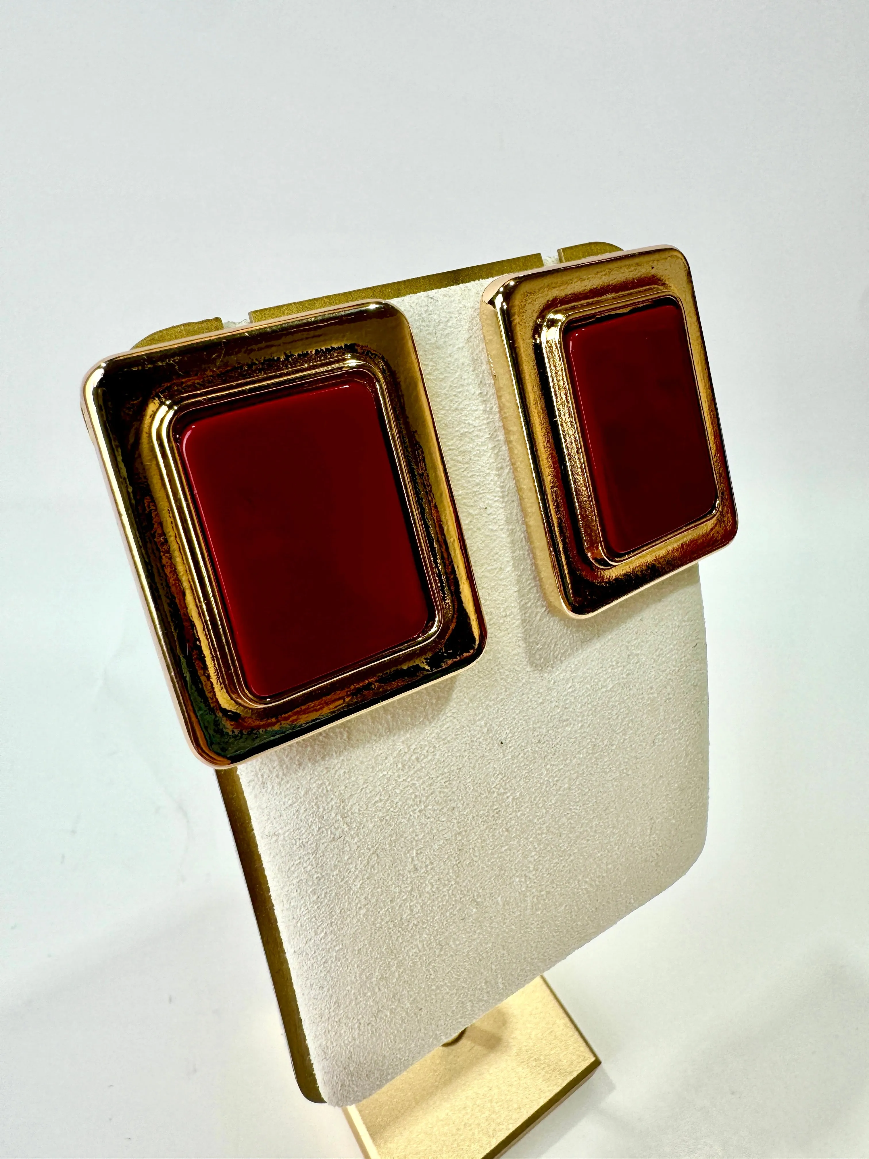 Vivienne - Red Enamel and Gold Earrings