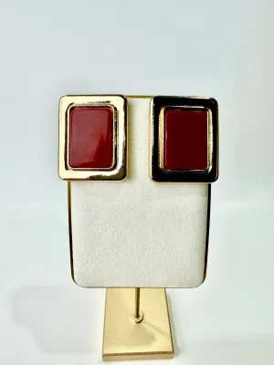 Vivienne - Red Enamel and Gold Earrings