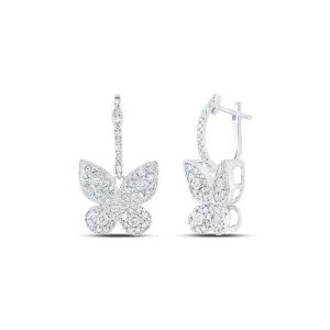 Whimsical Diamond Butterfly Earrings - 10kt White Gold, 5/8 Cttw