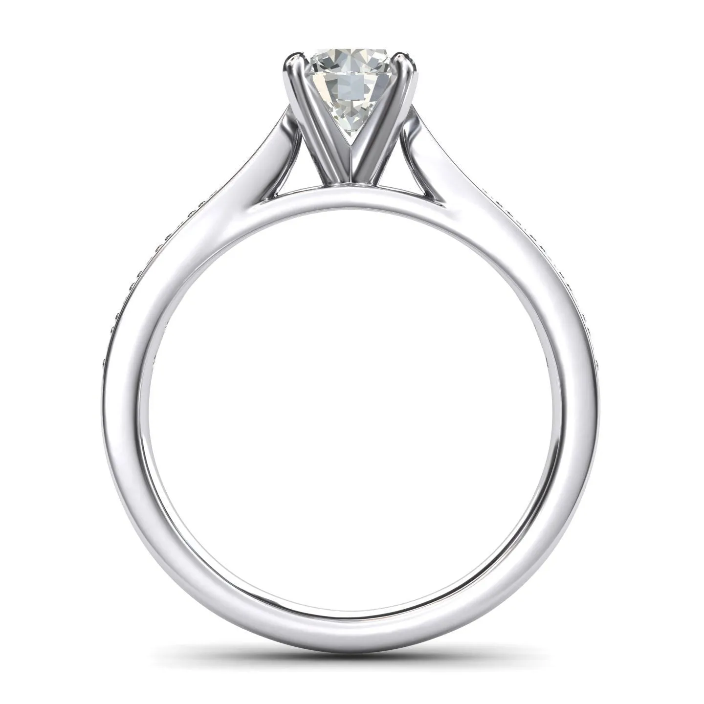 Women's Sterling Silver 1CT Classic 4-Prong Simulated Round Cut Diamond Engagement Ring With Graduated Side Stones