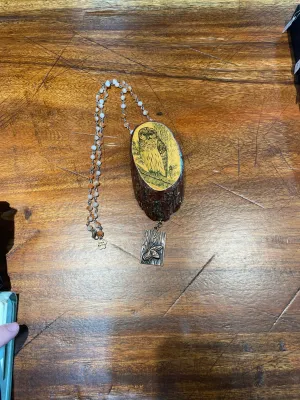 Wood Slice Owl Necklace by Gina