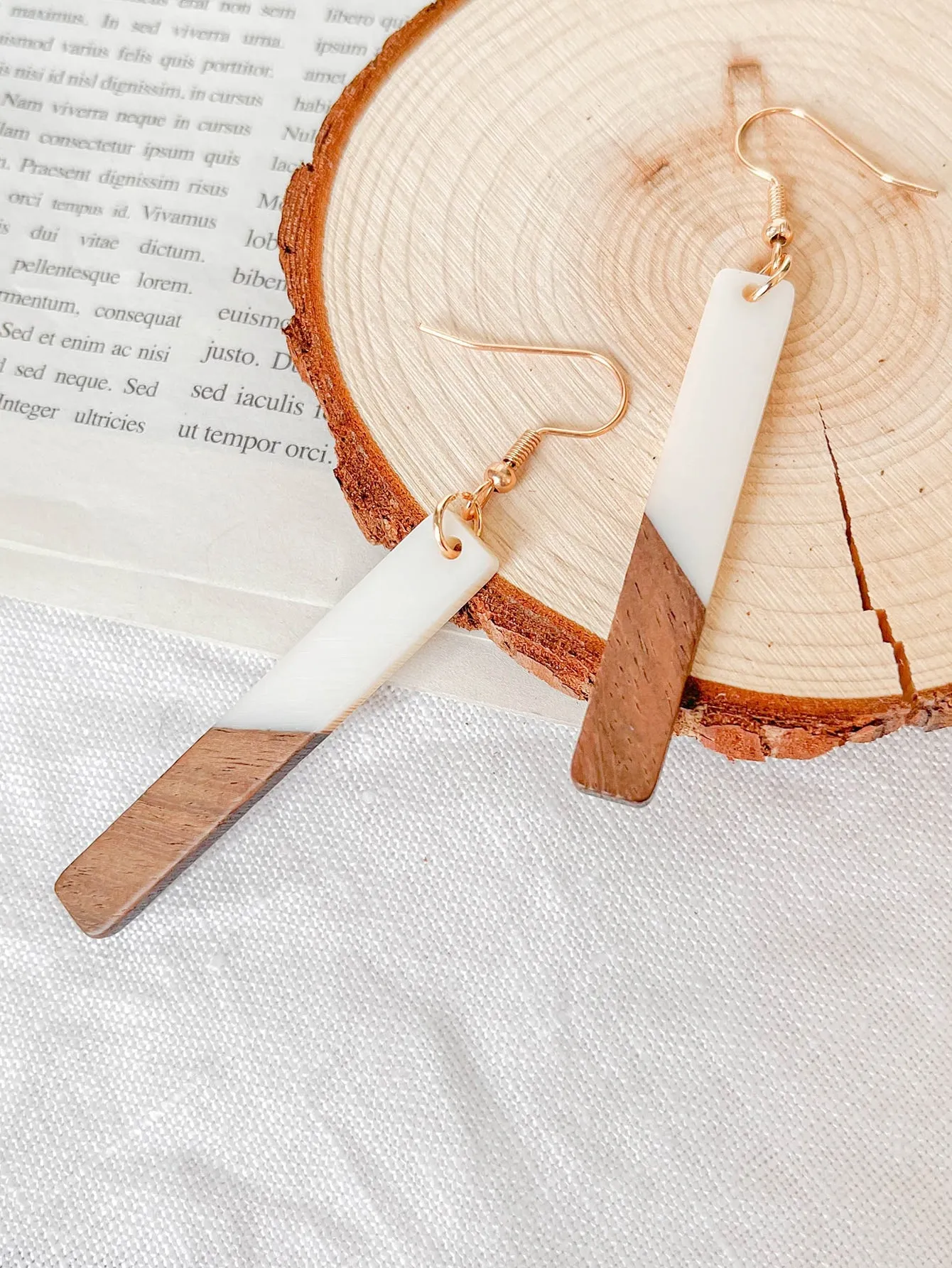 Wooden Geometric Drop Earrings