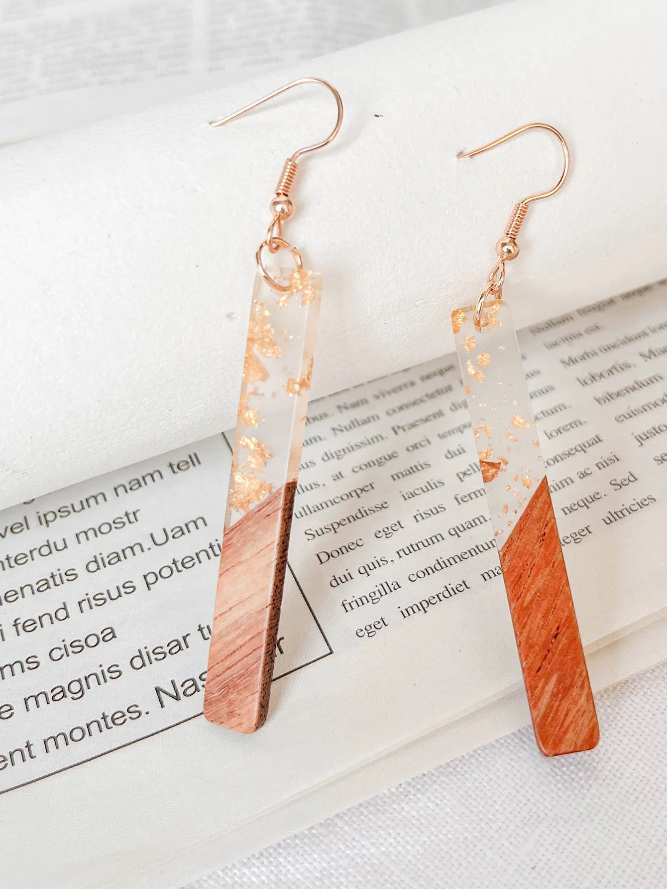 Wooden Geometric Drop Earrings