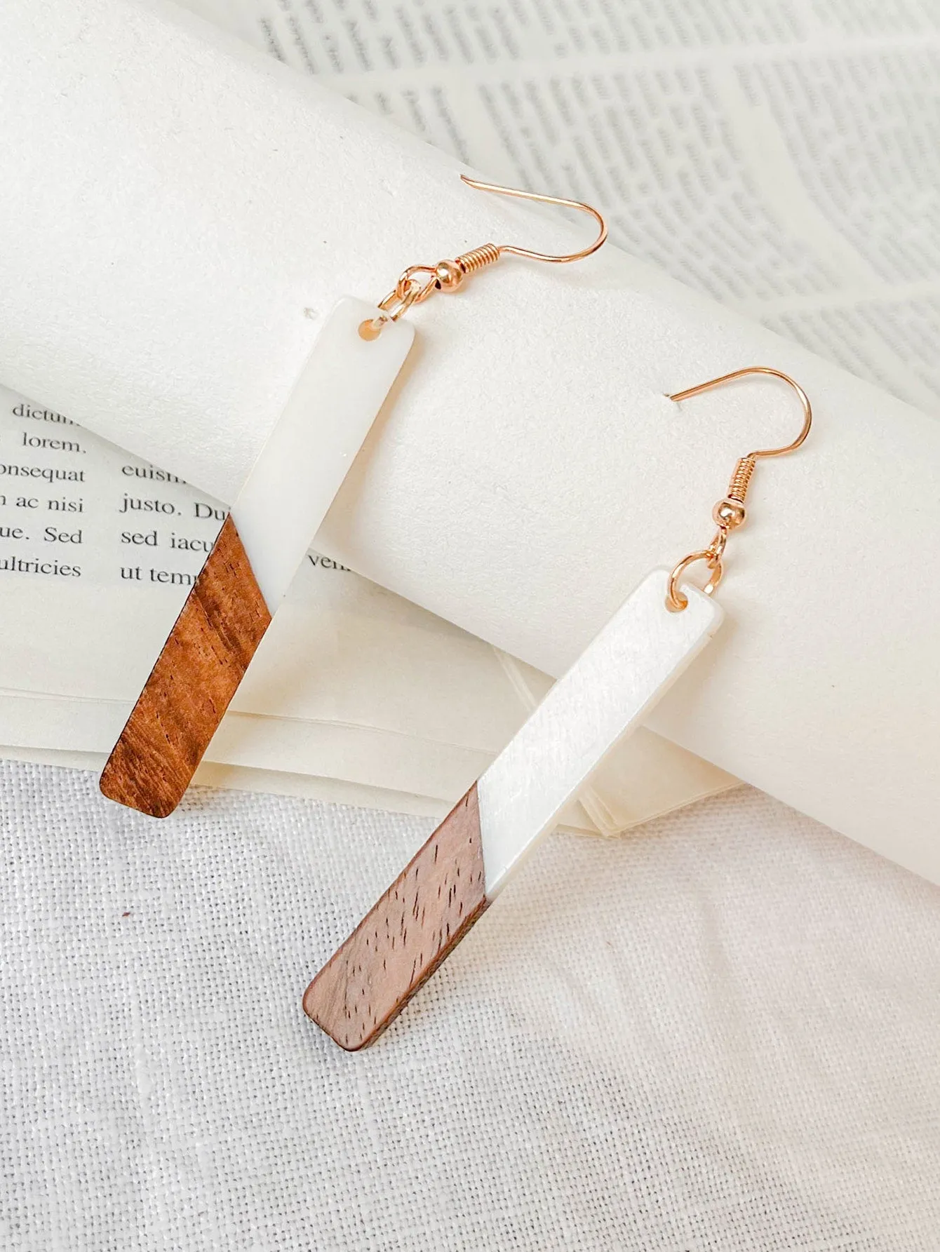 Wooden Geometric Drop Earrings